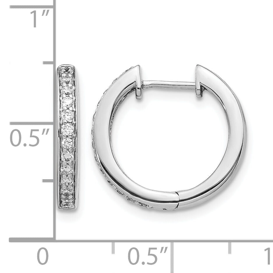 14k White Gold Diamond Complete Hinged Hoop Earrings-EM5362-033-WA