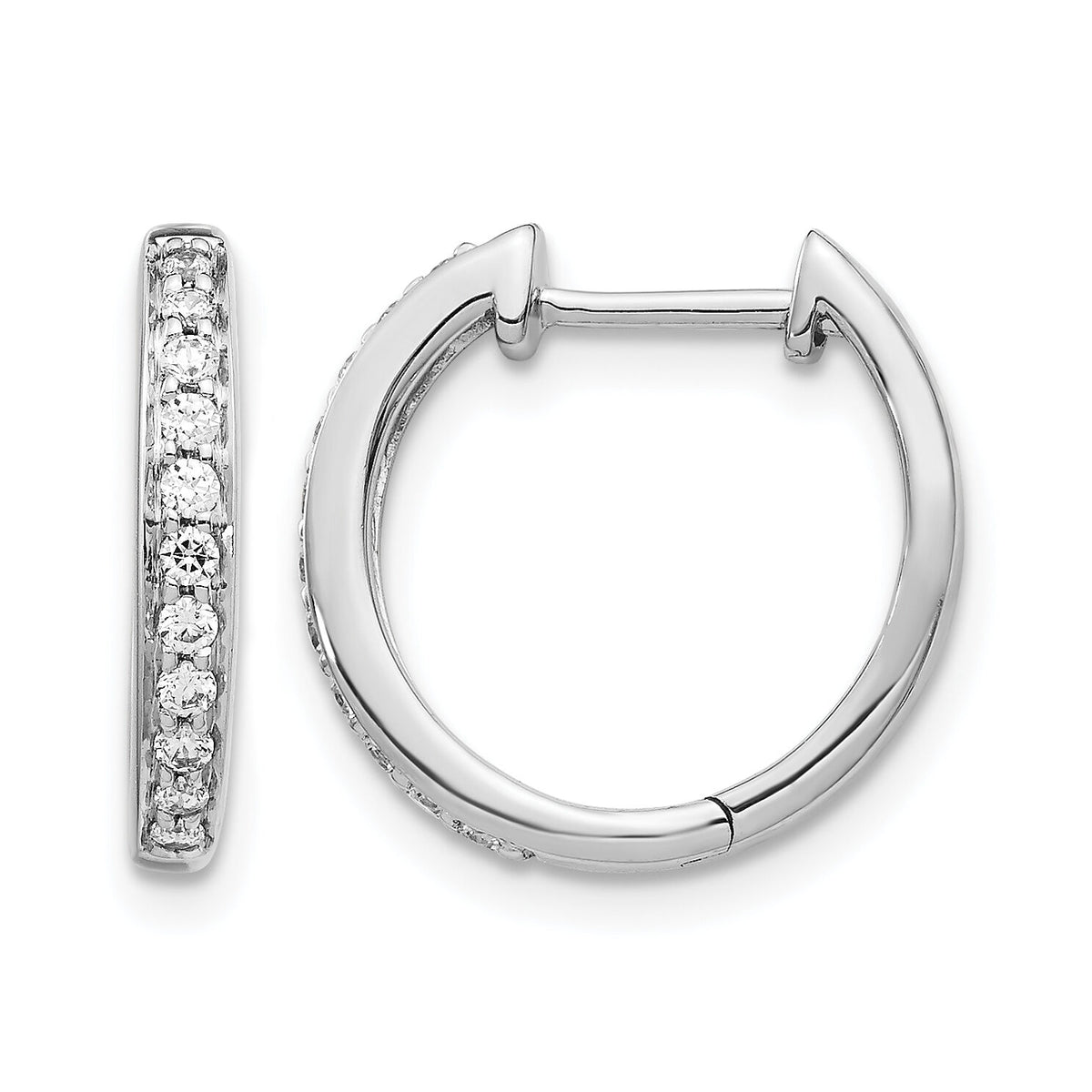14k White Gold Diamond Complete Hinged Hoop Earrings-EM5363-025-WA