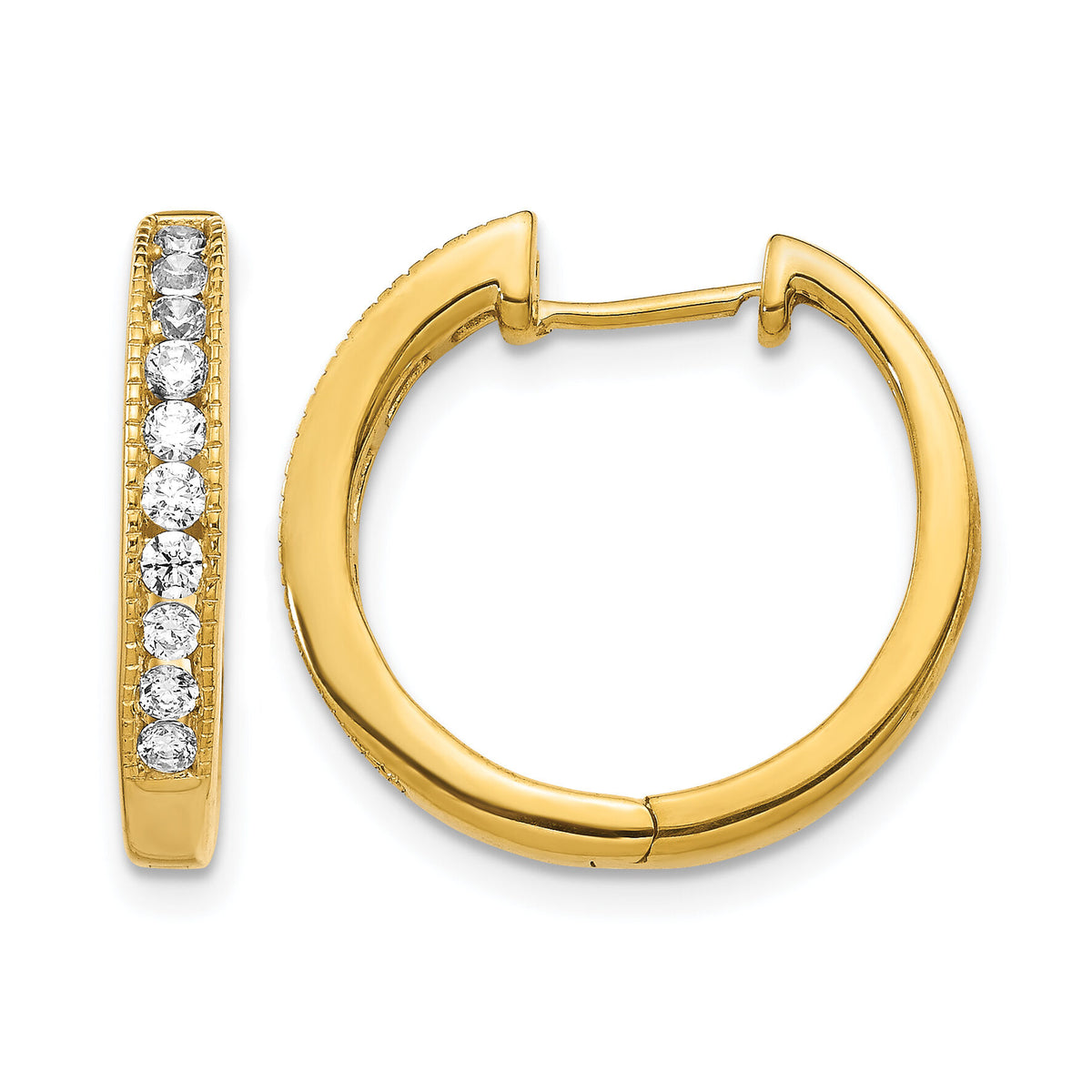 14k Diamond Hinged Hoop Earrings-EM5364-050-YA