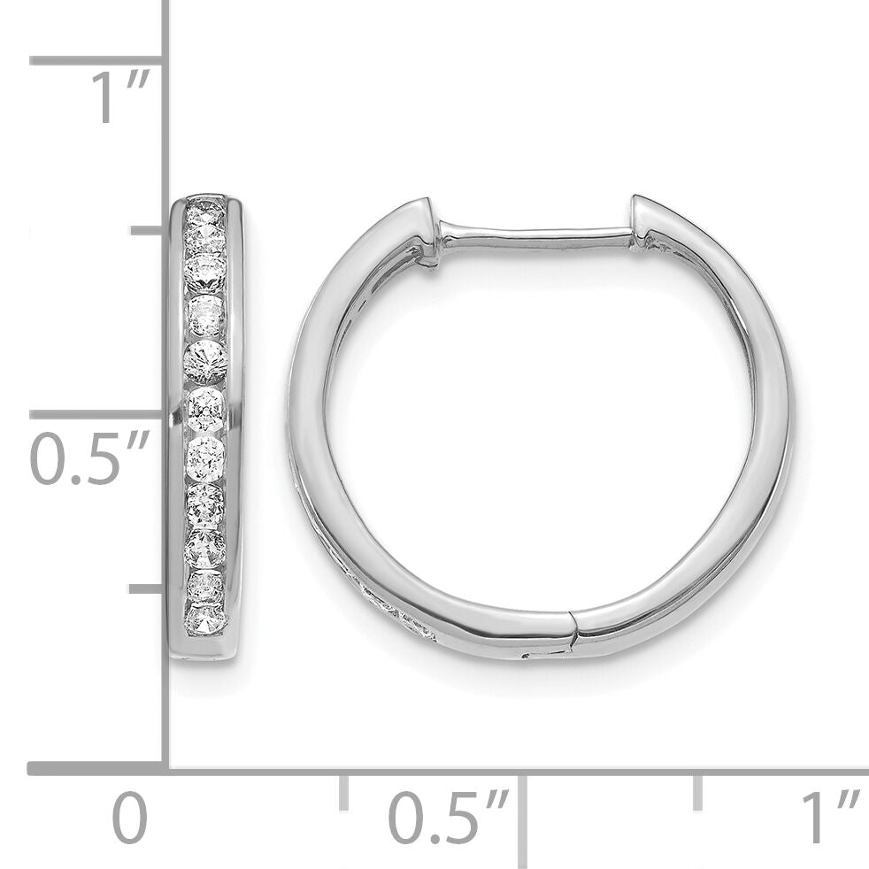 14k White Gold Diamond Hinged Hoop Earrings-EM5365-050-WA