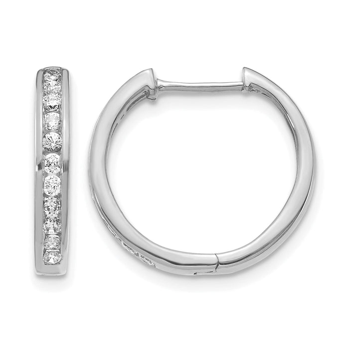 14k White Gold Diamond Hinged Hoop Earrings-EM5365-050-WA