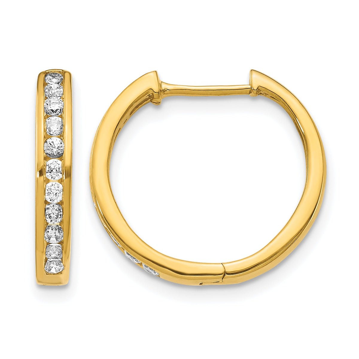 14k Diamond Hinged Hoop Earrings-EM5365-050-YA