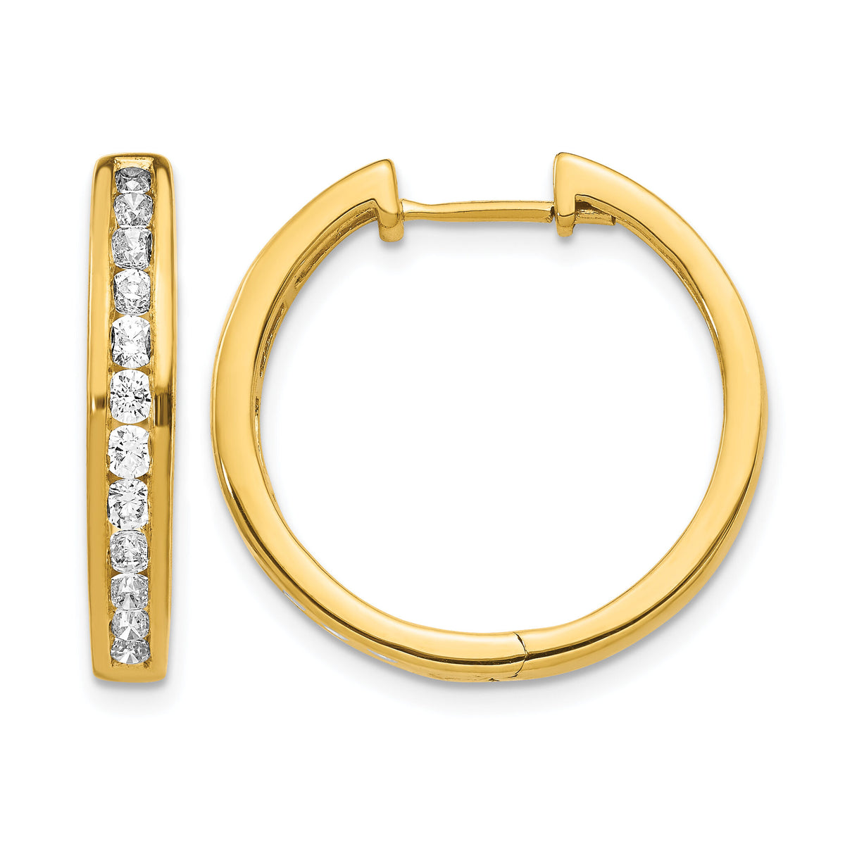 14k Diamond Hinged Hoop Earrings-EM5366-100-YA