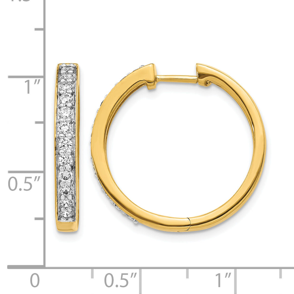 14k Diamond Hinged Hoop Earrings-EM5367-075-YA
