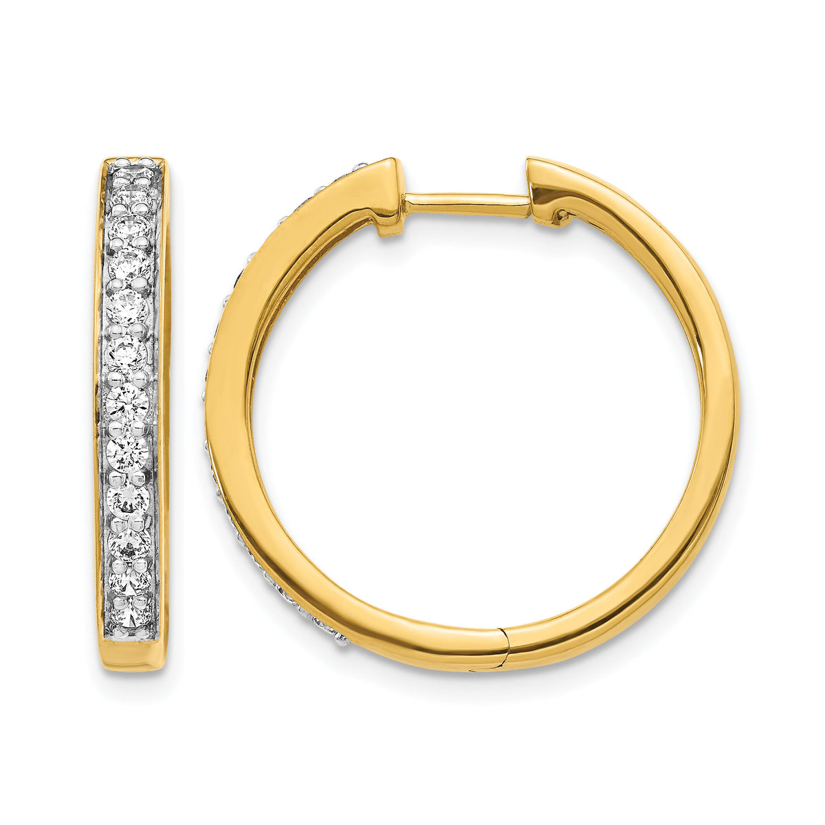 14k Diamond Hinged Hoop Earrings-EM5367-075-YA