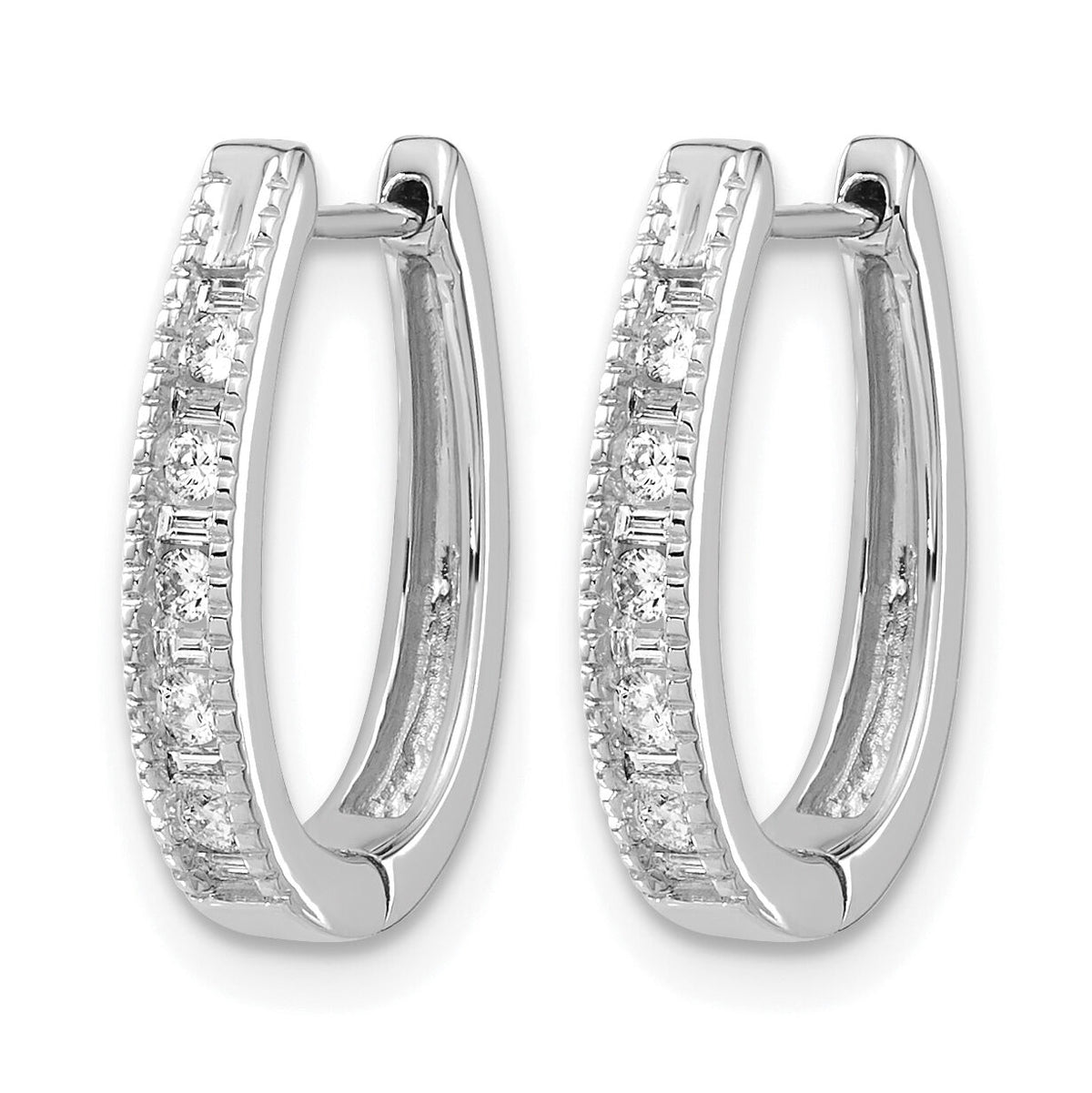 14k White Gold Diamond Oval Hinged Hoop Earrings-EM5368-025-WA