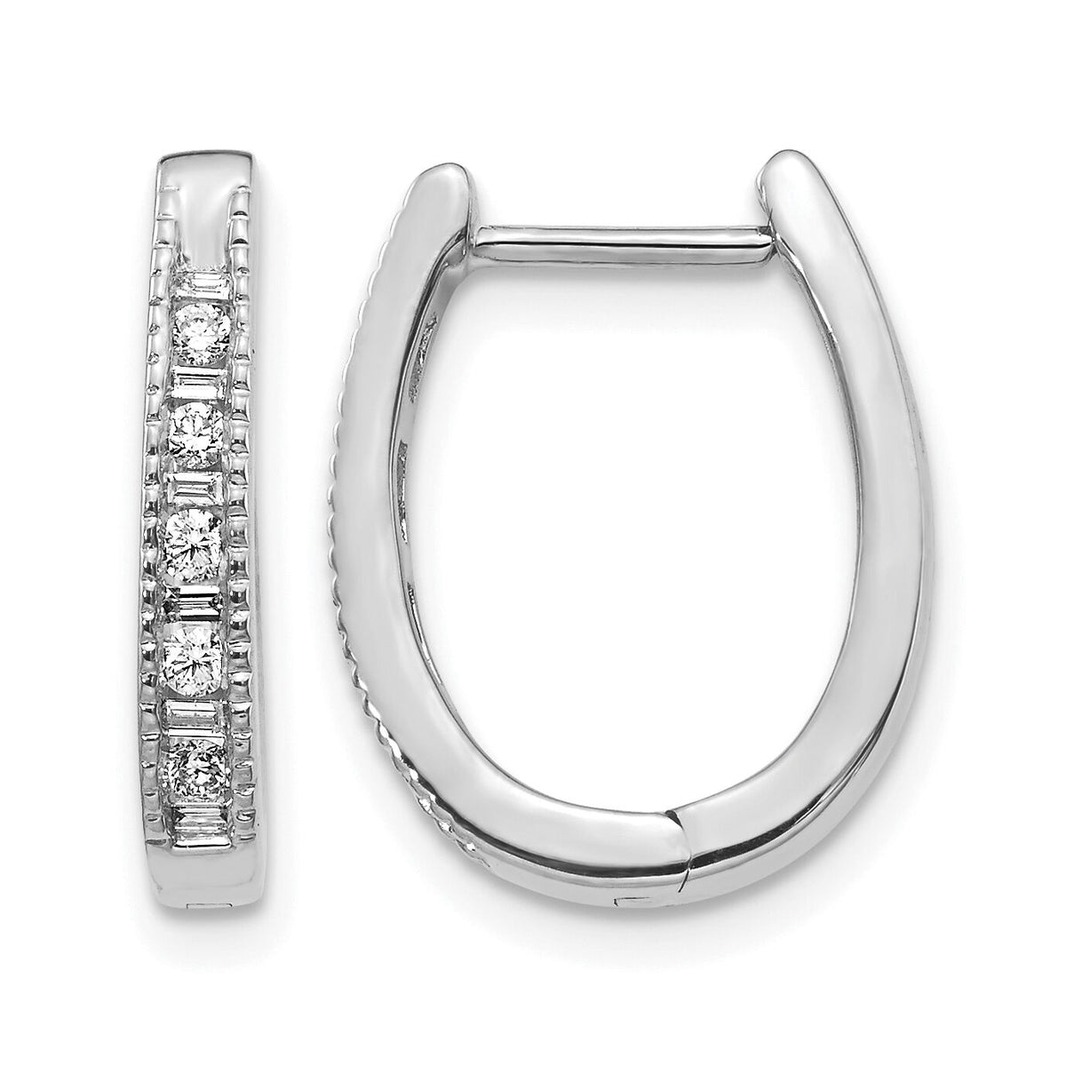 14k White Gold Diamond Oval Hinged Hoop Earrings-EM5368-025-WA