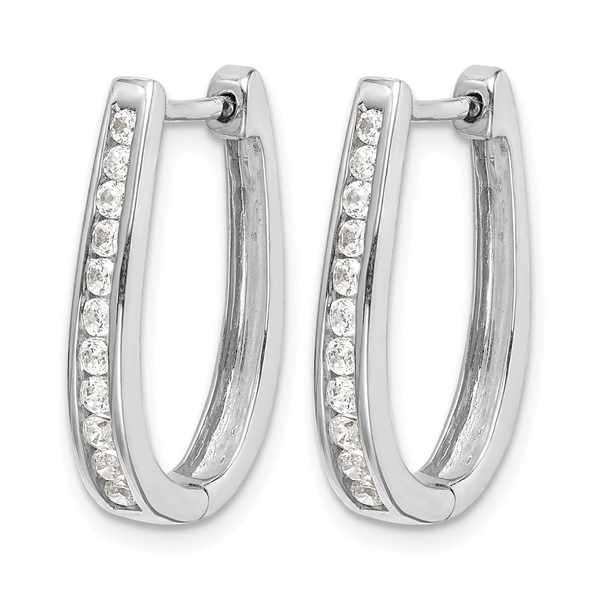 14k White Gold Diamond Oval Hinged Hoop Earrings-EM5369-050-WA