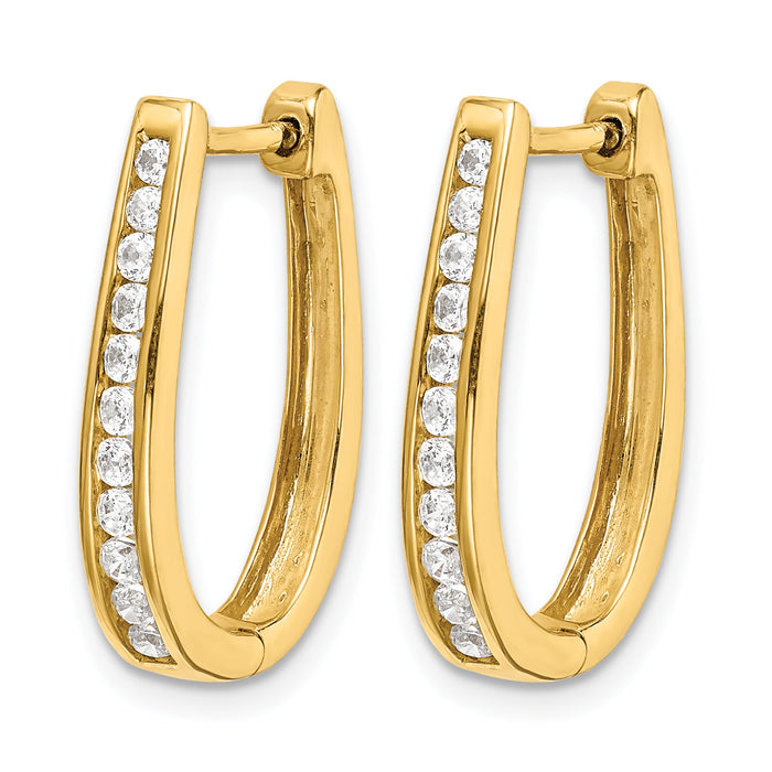 14k Diamond Oval Hinged Hoop Earrings-EM5369-050-YA