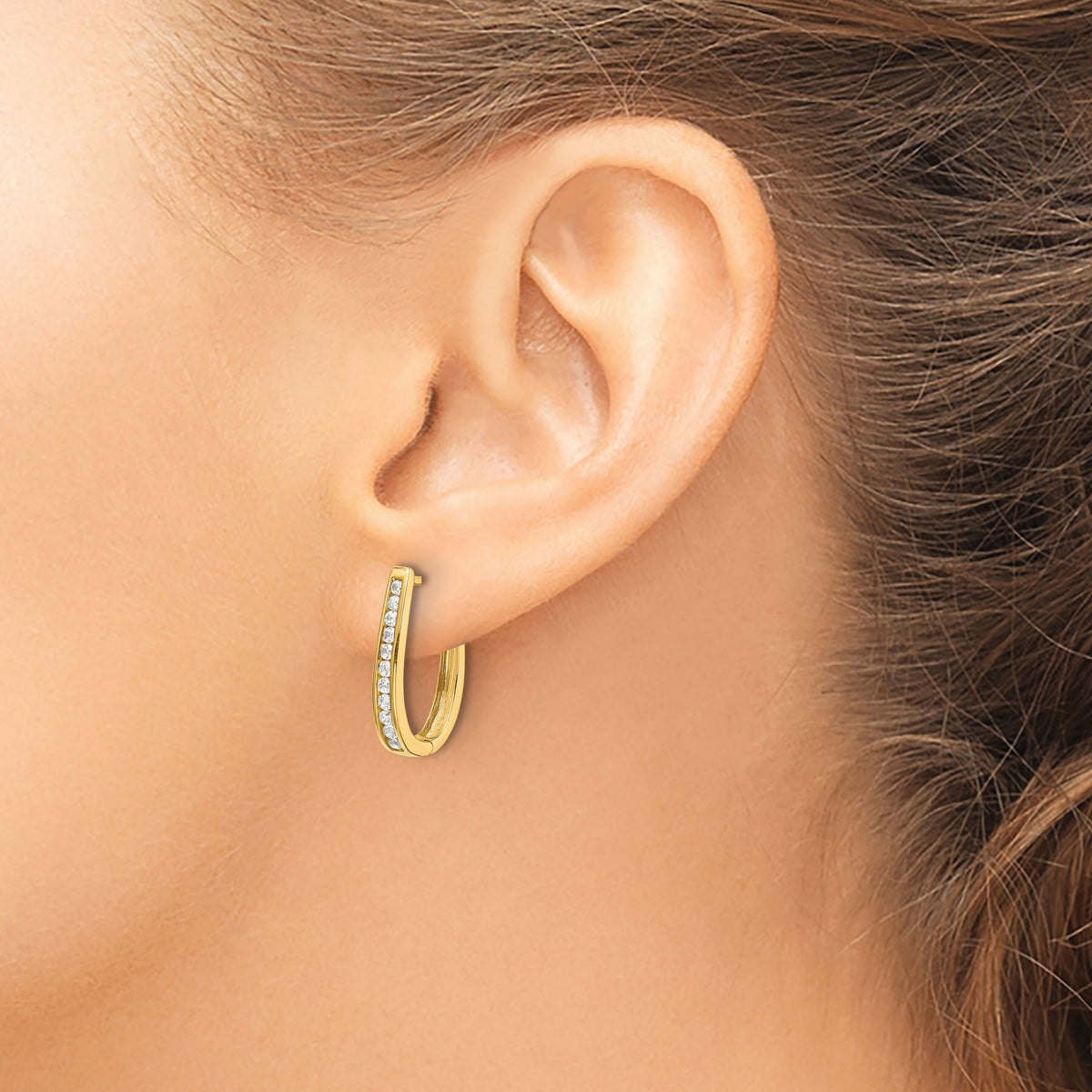 14k Diamond Oval Hinged Hoop Earrings-EM5369-050-YA