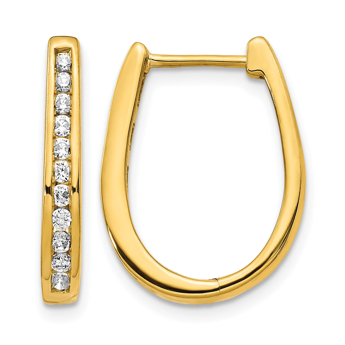 14k Diamond Oval Hinged Hoop Earrings-EM5369-050-YA