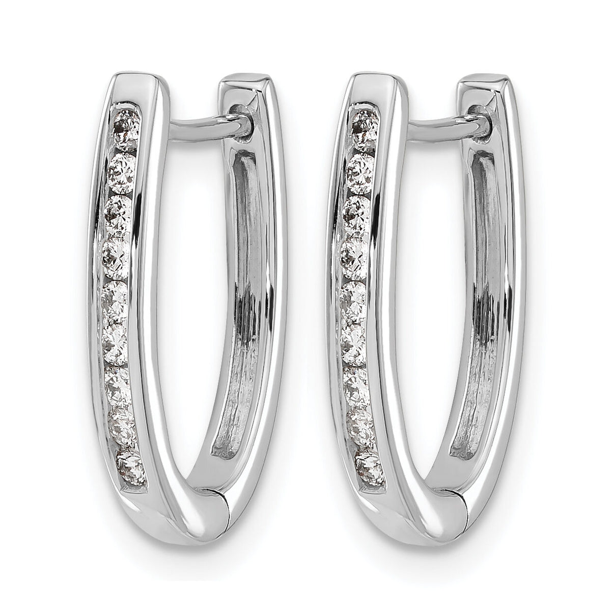 14k White Gold Diamond Oval Hinged Hoop Earrings-EM5370-025-WA