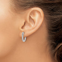 14k White Gold Diamond Oval Hinged Hoop Earrings-EM5370-025-WA
