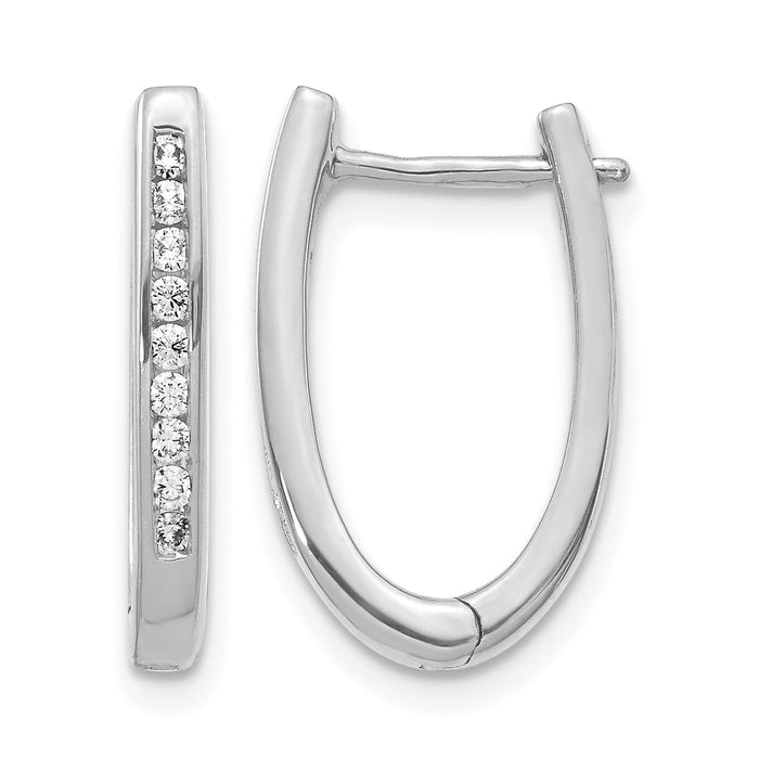 14k White Gold Diamond Oval Hinged Hoop Earrings-EM5370-025-WA