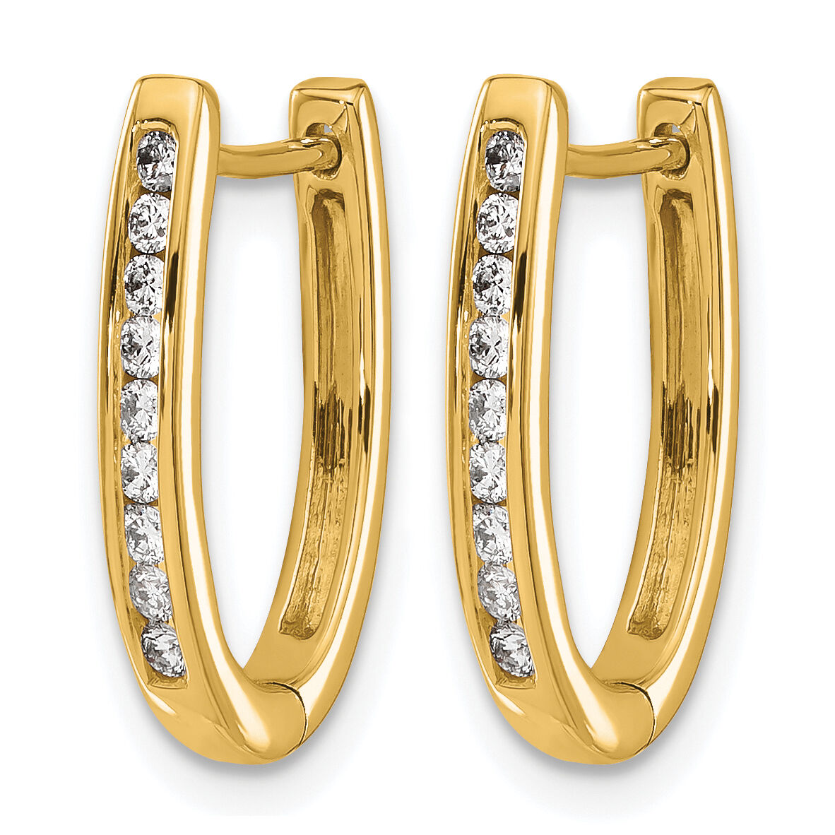 14k Diamond Oval Hinged Hoop Earrings-EM5370-025-YA
