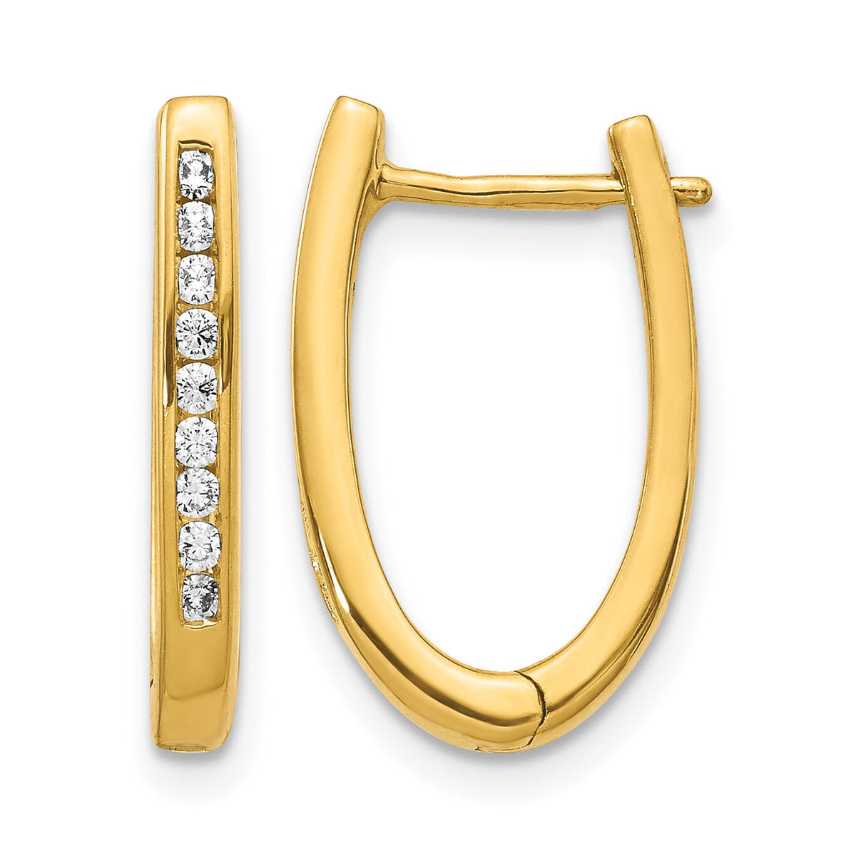 14k Diamond Oval Hinged Hoop Earrings-EM5370-025-YA