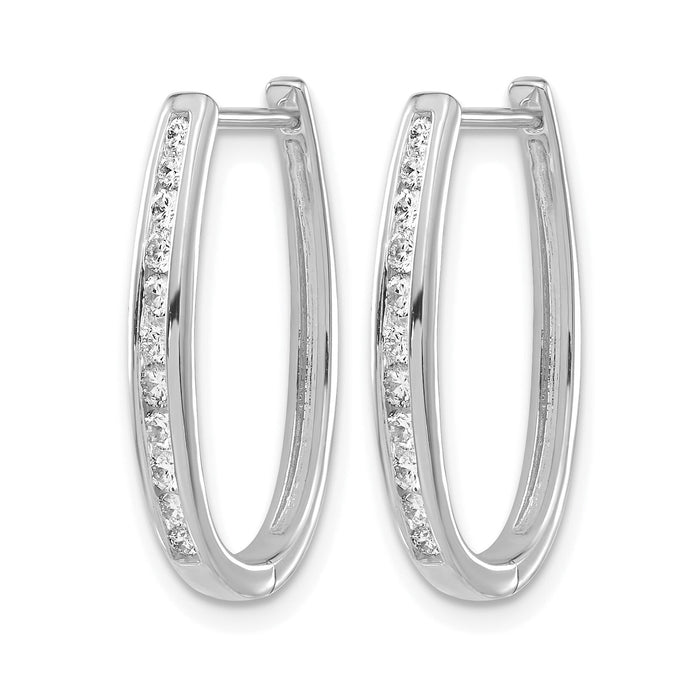 14k White Gold Diamond Oval Hinged Hoop Earrings-EM5370-050-WA