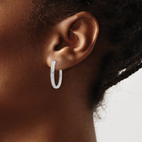 14k White Gold Diamond Oval Hinged Hoop Earrings-EM5370-050-WA
