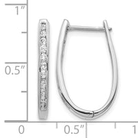 14k White Gold Diamond Oval Hinged Hoop Earrings-EM5370-050-WA