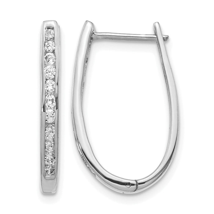 14k White Gold Diamond Oval Hinged Hoop Earrings-EM5370-050-WA