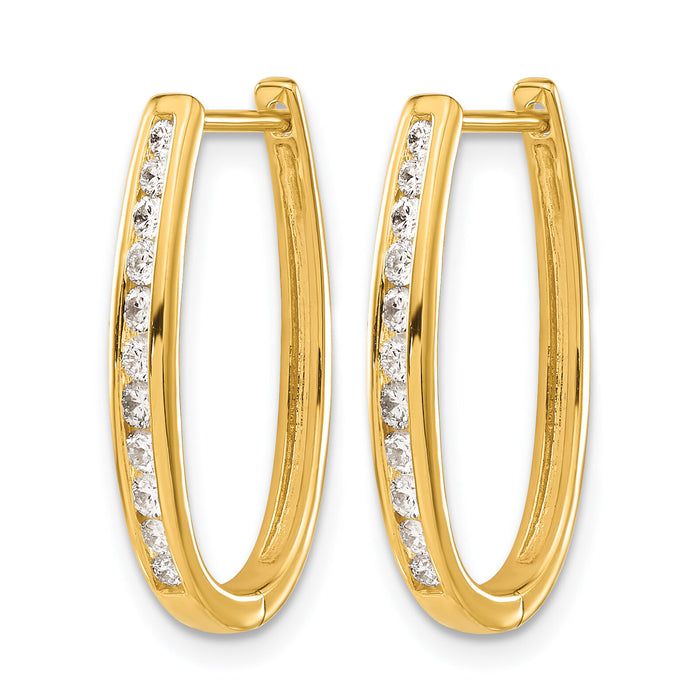 14k Diamond Oval Hinged Hoop Earrings-EM5370-050-YA