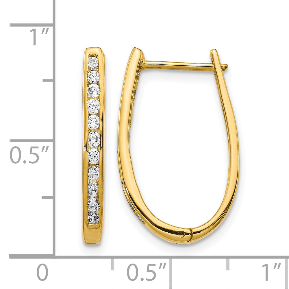 14k Diamond Oval Hinged Hoop Earrings-EM5370-050-YA