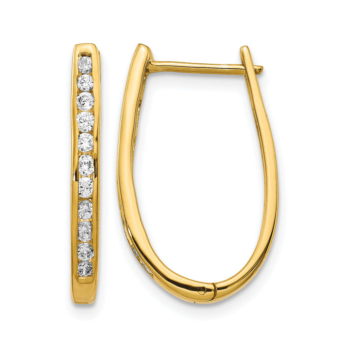 14k Diamond Oval Hinged Hoop Earrings-EM5370-050-YA