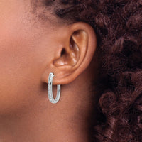 14k White Gold Diamond Oval Hinged Hoop Earrings-EM5371-075-WA
