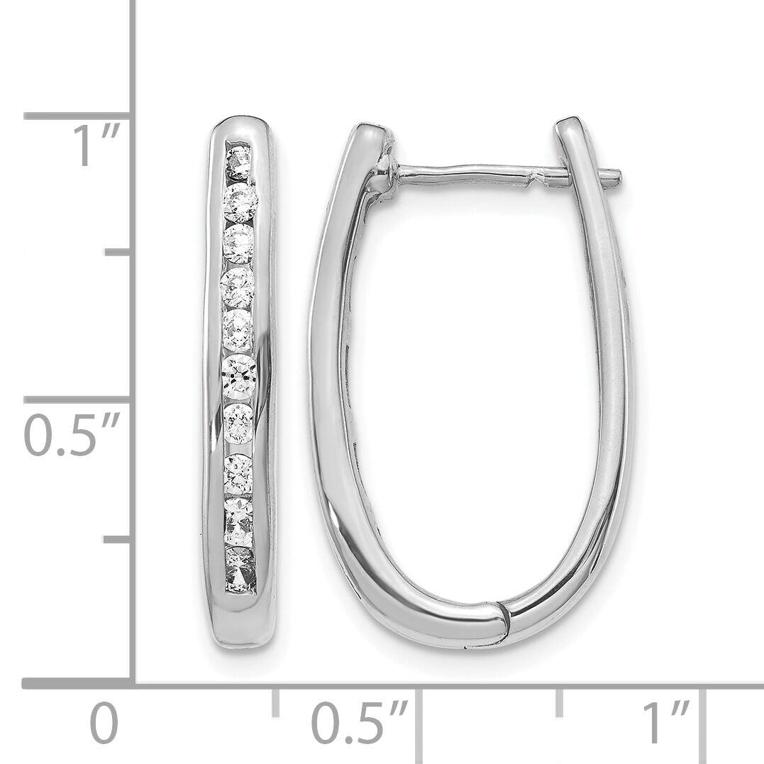 14k White Gold Diamond Oval Hinged Hoop Earrings-EM5371-075-WA