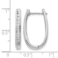14k White Gold Diamond Oval Hinged Hoop Earrings-EM5371-075-WA