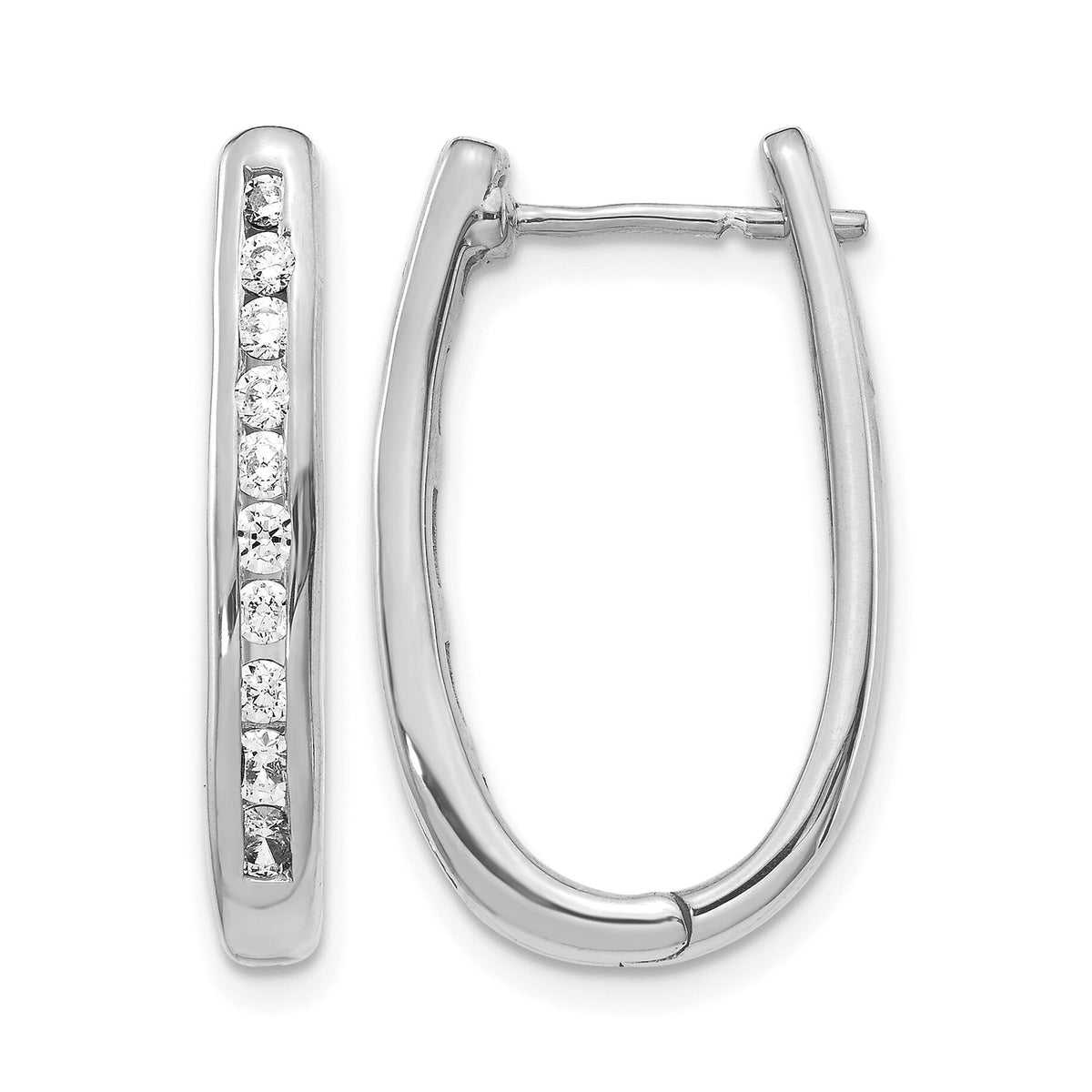 14k White Gold Diamond Oval Hinged Hoop Earrings-EM5371-075-WA