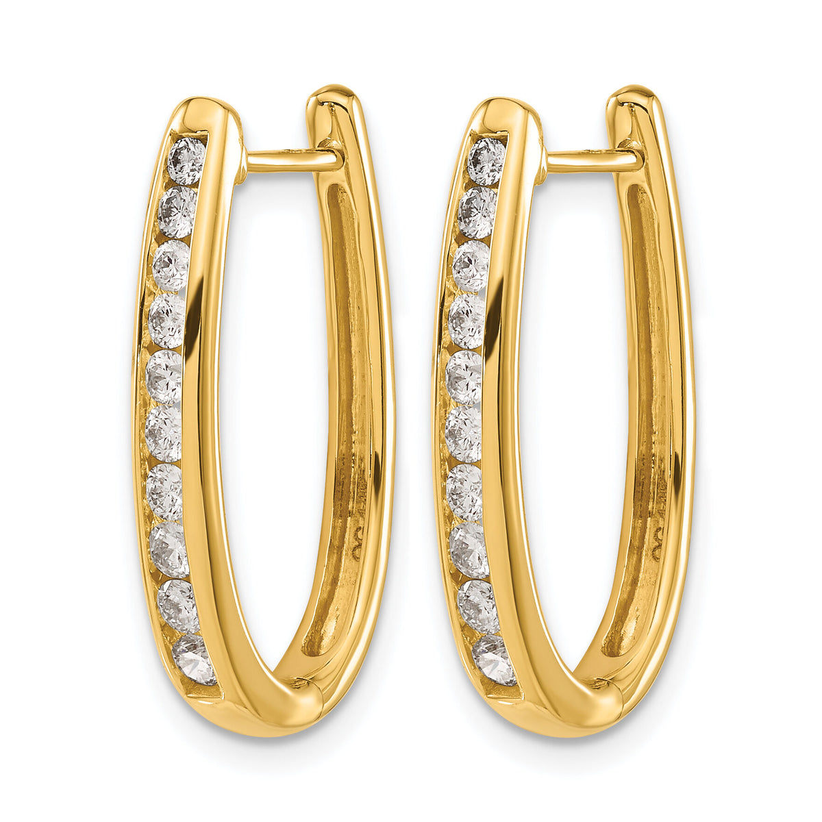 14k Diamond Oval Hinged Hoop Earrings-EM5371-075-YA