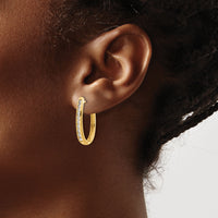 14k Diamond Oval Hinged Hoop Earrings-EM5371-075-YA
