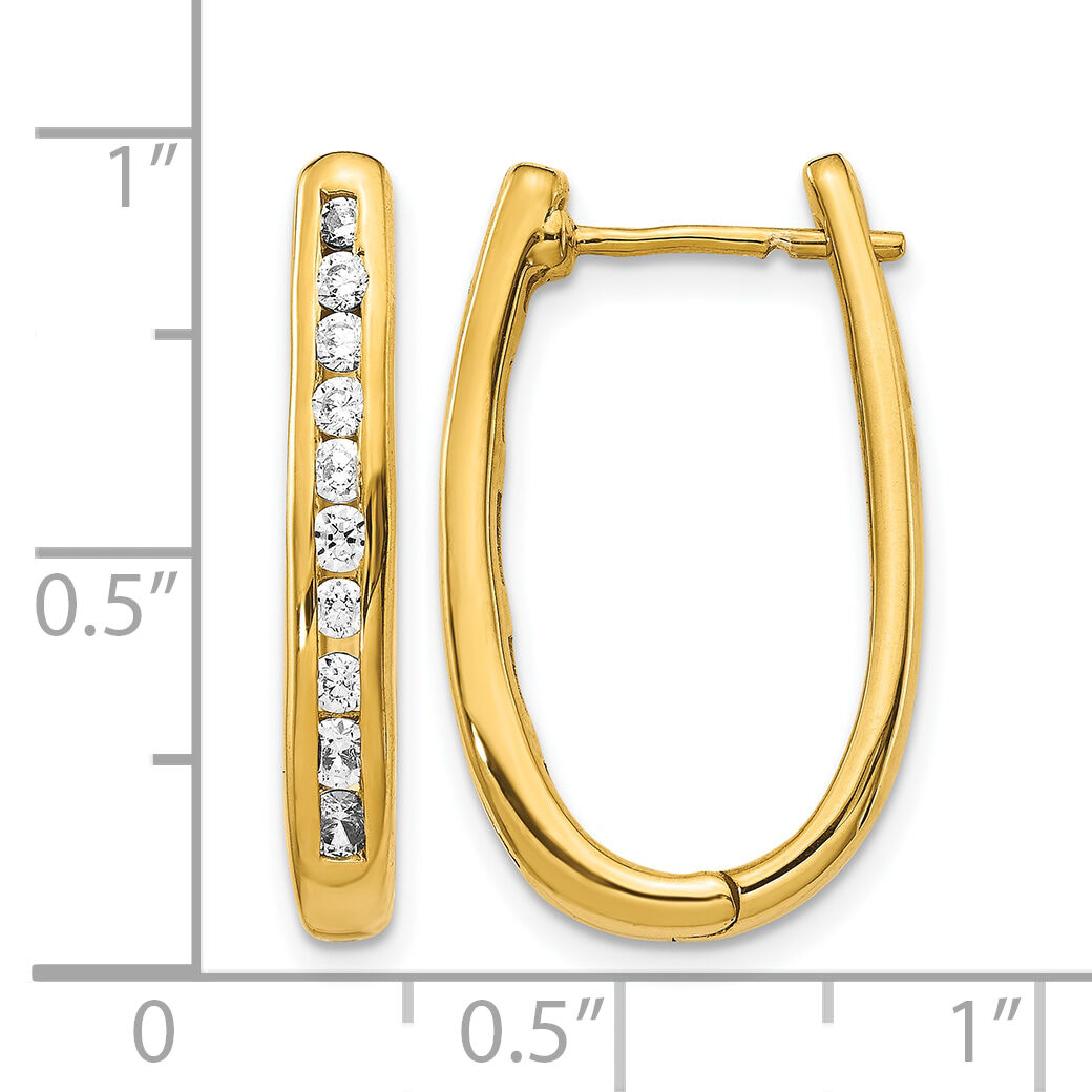 14k Diamond Oval Hinged Hoop Earrings-EM5371-075-YA