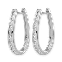 14k White Gold Diamond Oval Hinged Hoop Earrings-EM5372-100-WA