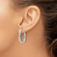 14k White Gold Diamond Oval Hinged Hoop Earrings-EM5372-100-WA