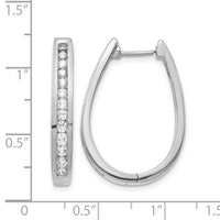 14k White Gold Diamond Oval Hinged Hoop Earrings-EM5372-100-WA
