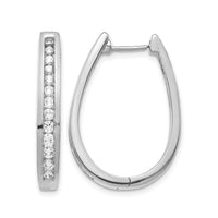 14k White Gold Diamond Oval Hinged Hoop Earrings-EM5372-100-WA