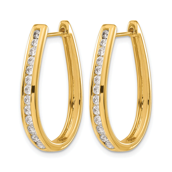 14k Diamond Oval Hinged Hoop Earrings-EM5372-100-YA