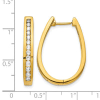 14k Diamond Oval Hinged Hoop Earrings-EM5372-100-YA