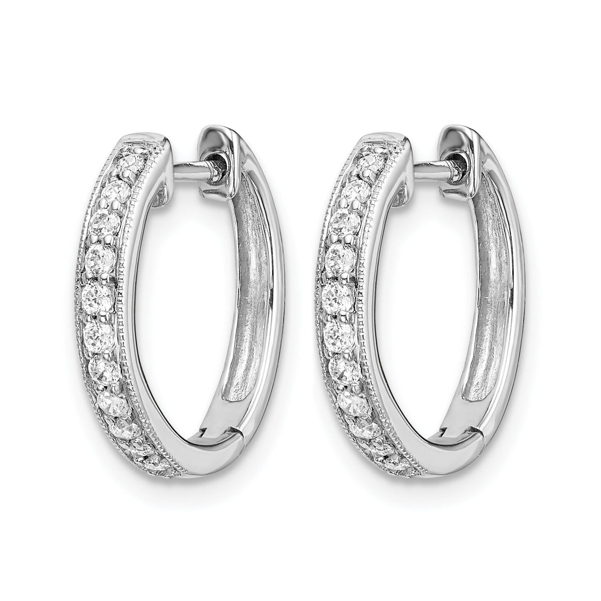 14k White Gold Diamond Hinged Hoop Earrings-EM5374-013-WA