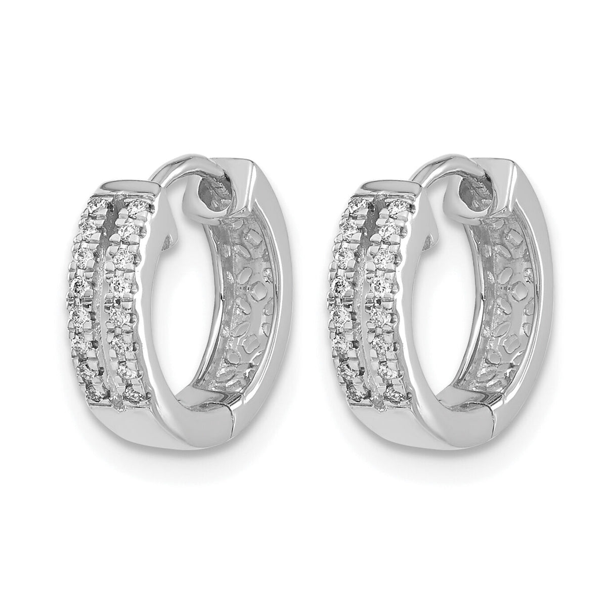 14k White Gold Diamond Hinged Round Hoop Earrings-EM5375-010-WA