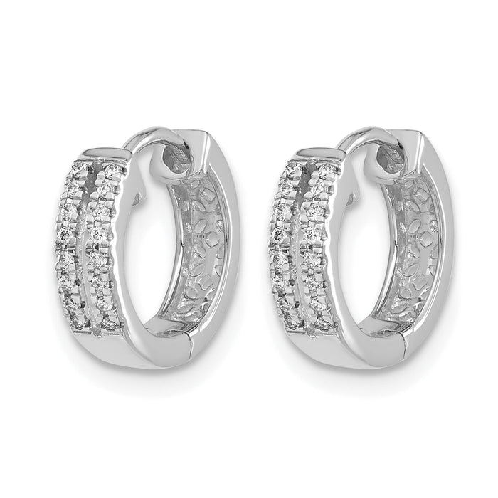 14k White Gold Diamond Hinged Round Hoop Earrings-EM5375-010-WA