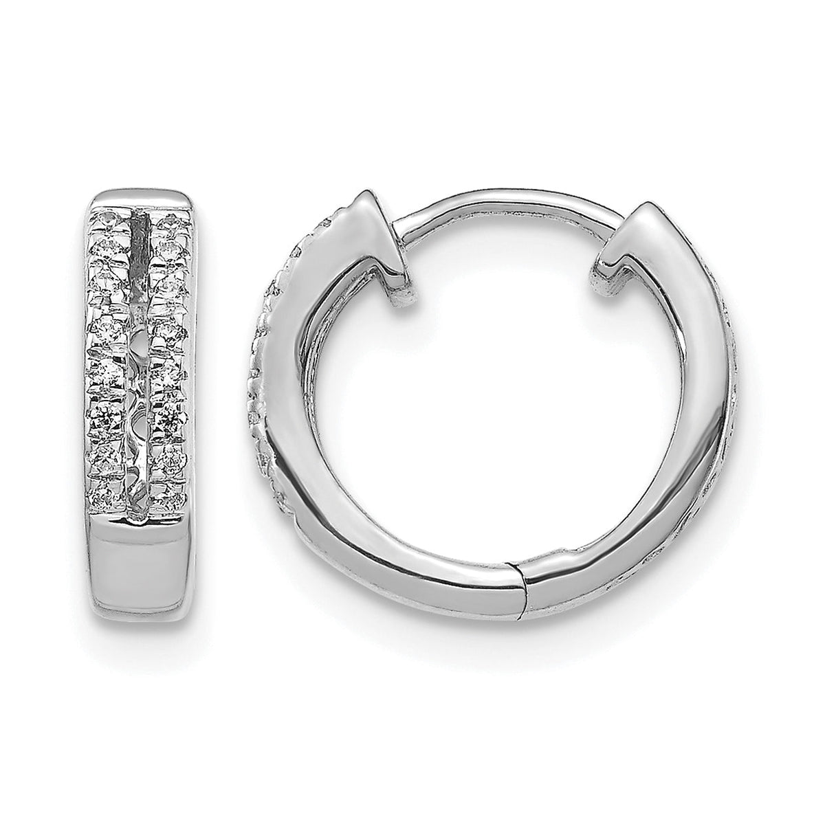 14k White Gold Diamond Hinged Round Hoop Earrings-EM5375-010-WA