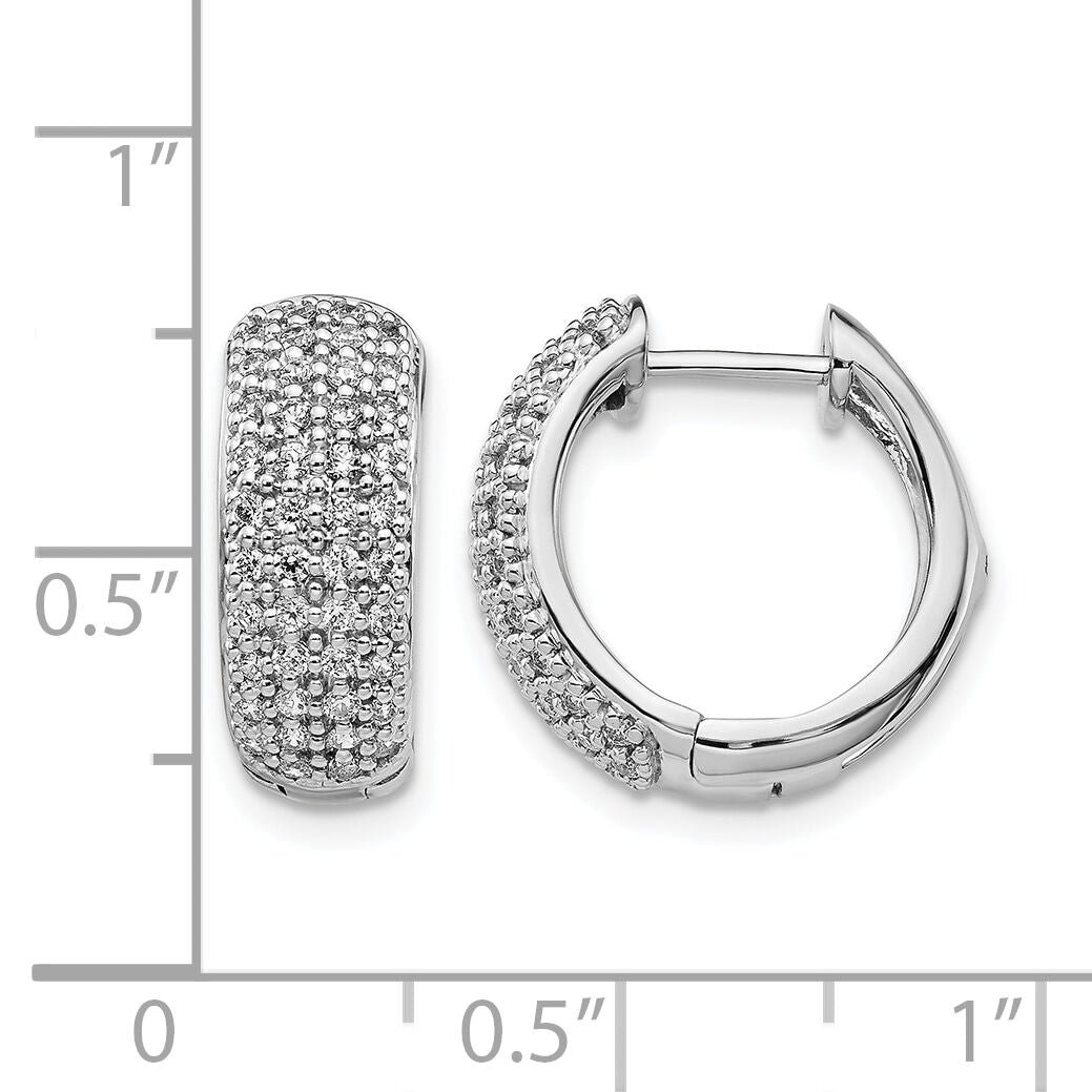 14k White Gold Diamond Hinged Hoop Earrings-EM5376-062-WA