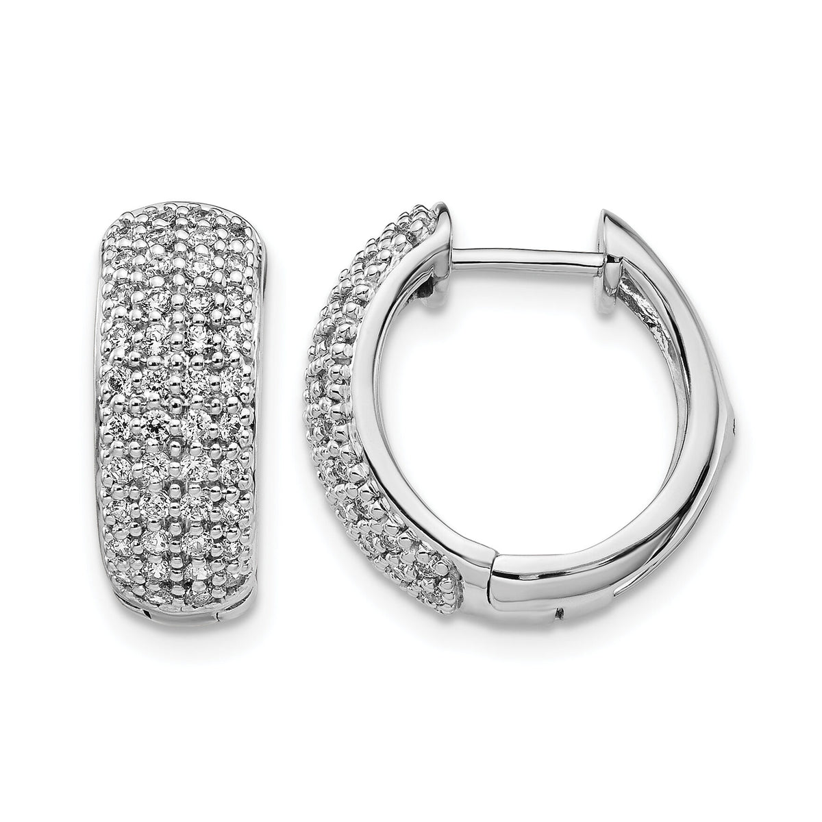 14k White Gold Diamond Hinged Hoop Earrings-EM5376-062-WA