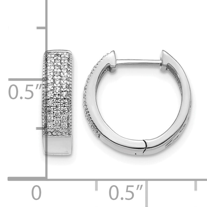 14k White Gold Diamond Hinged Hoop Earrings-EM5377-025-WA