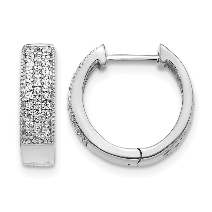 14k White Gold Diamond Hinged Hoop Earrings-EM5377-025-WA