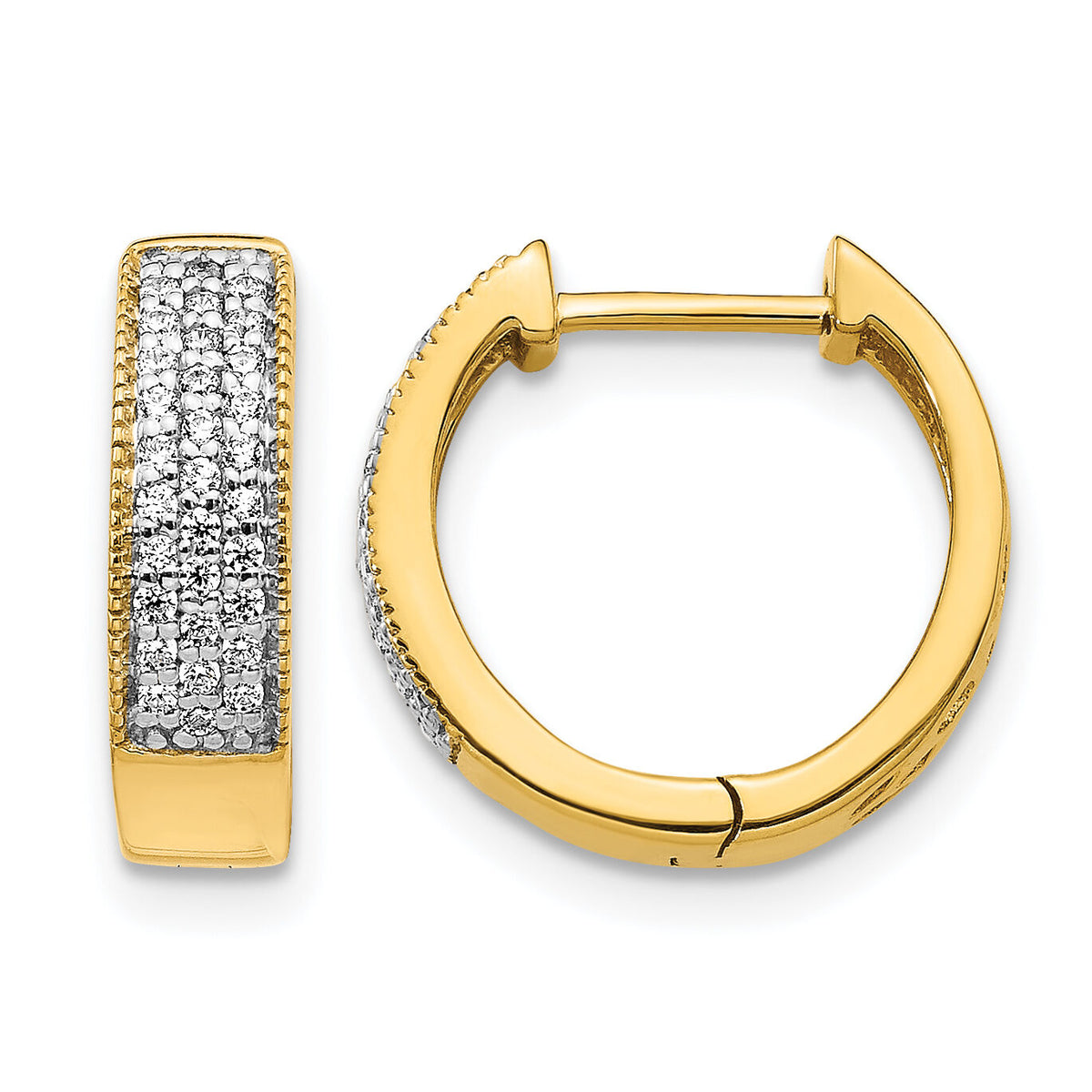 14k Diamond Hinged Hoop Earrings-EM5377-025-YA