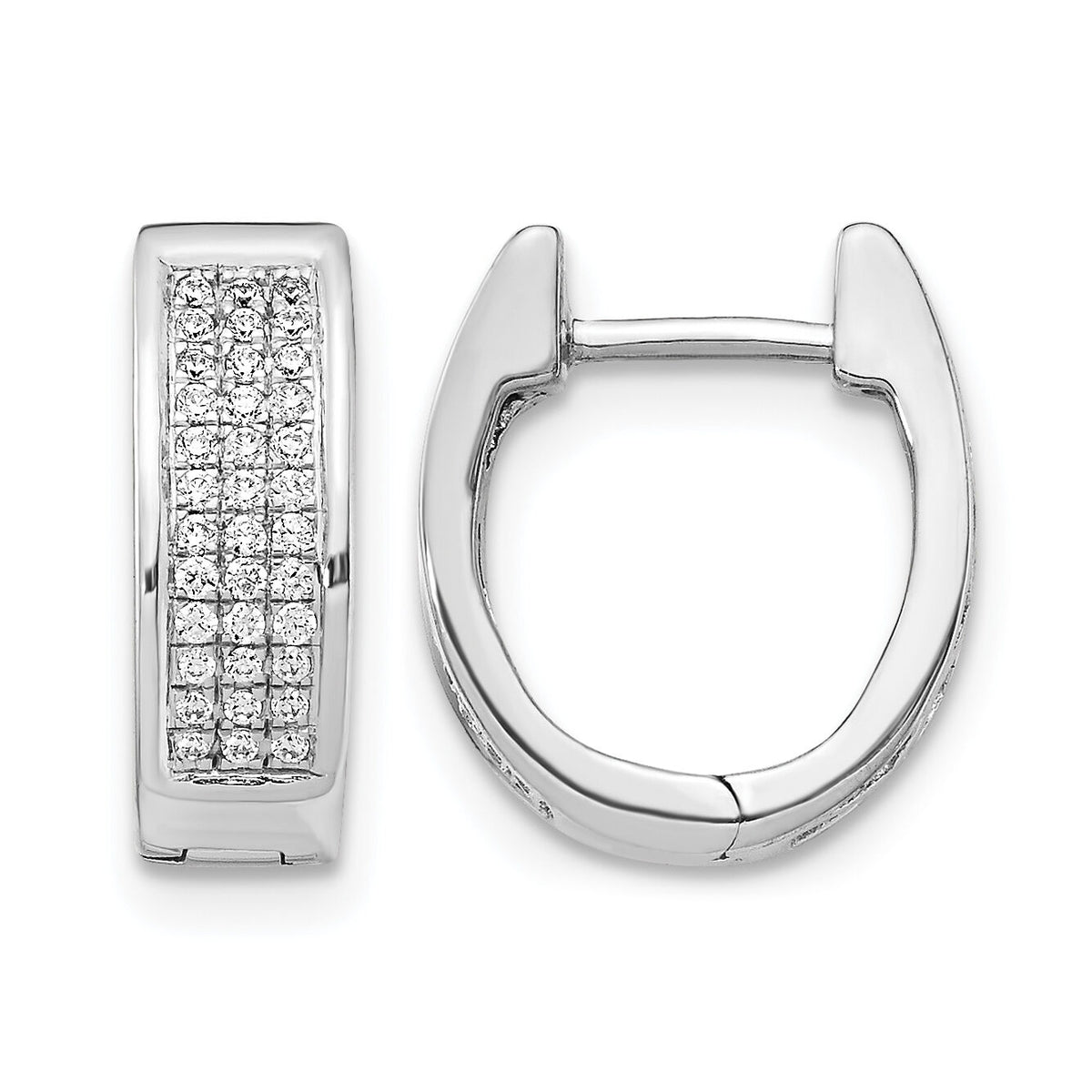 14k White Gold Diamond Small Hinged Oval Hoop Earrings-EM5378-025-WA